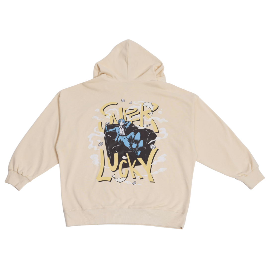 me-ya with mellow SUPER LUCKY BIG HOODIE / Ivory