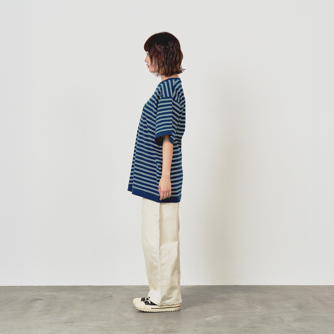 JASPER with mellow BORDER T-SHIRT / NAVY