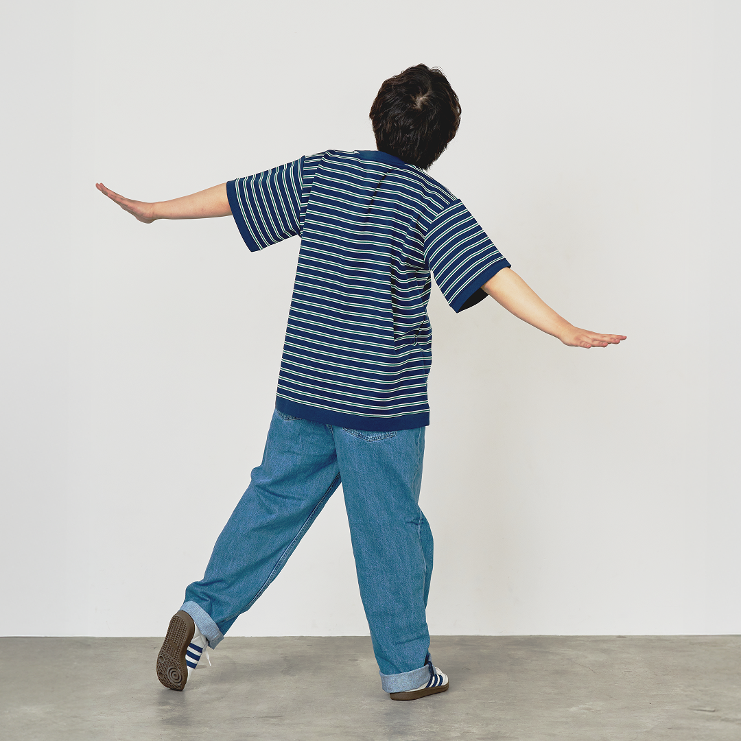 JASPER with mellow BORDER T-SHIRT / NAVY