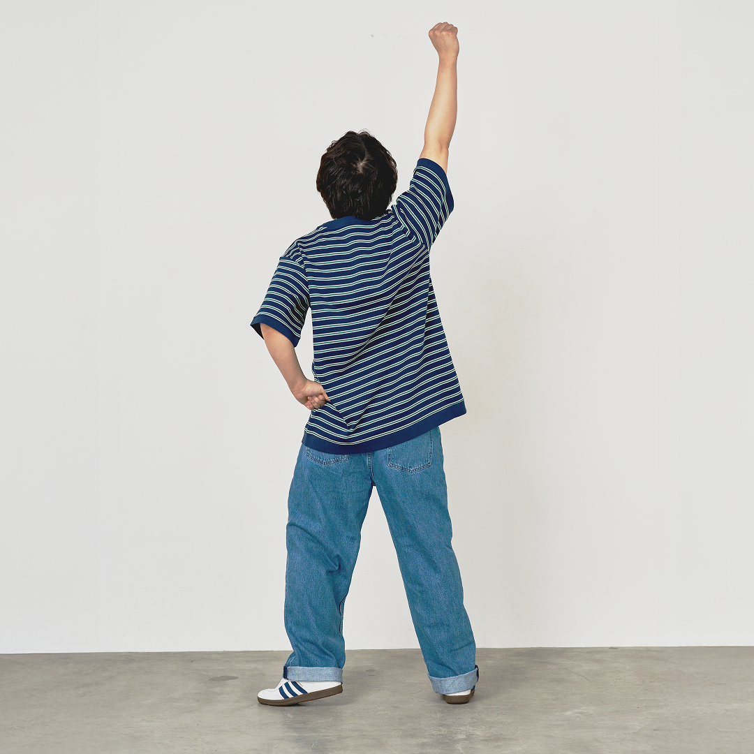 JASPER with mellow BORDER T-SHIRT / NAVY