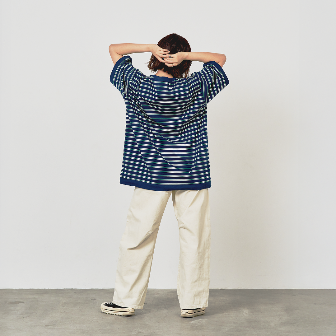 JASPER with mellow BORDER T-SHIRT / NAVY