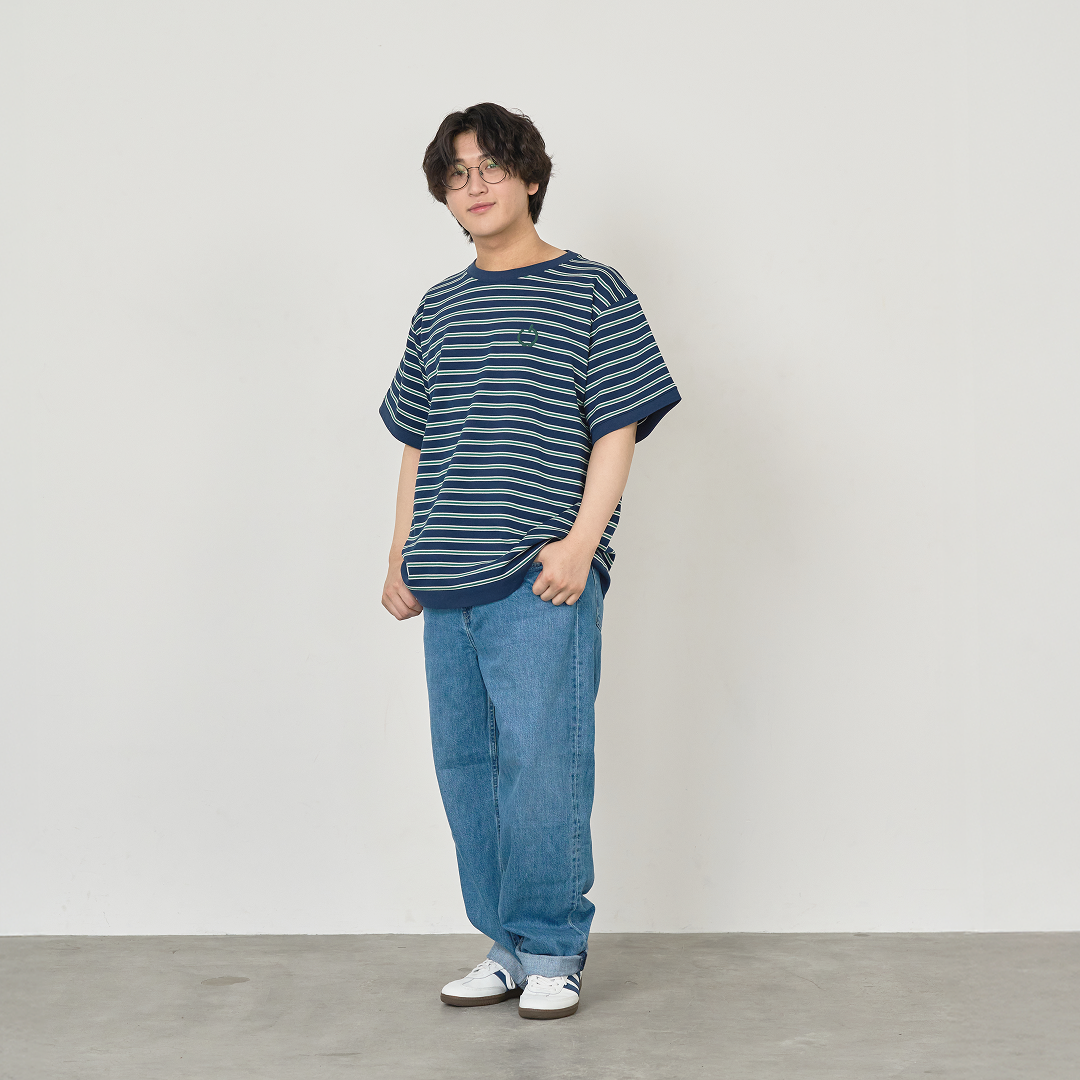 JASPER with mellow BORDER T-SHIRT / NAVY