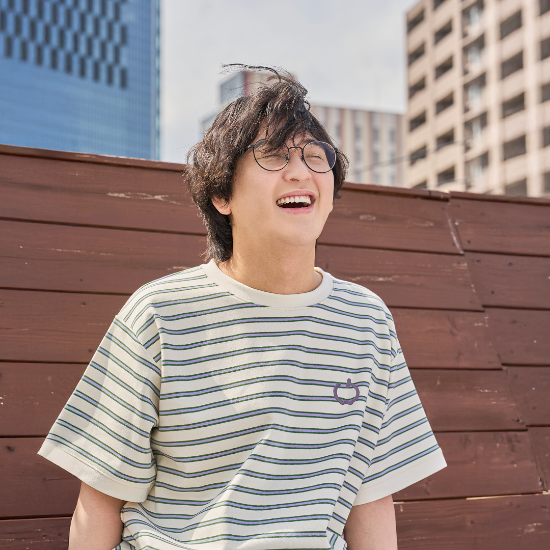 JASPER with mellow BORDER T-SHIRT / IVORY