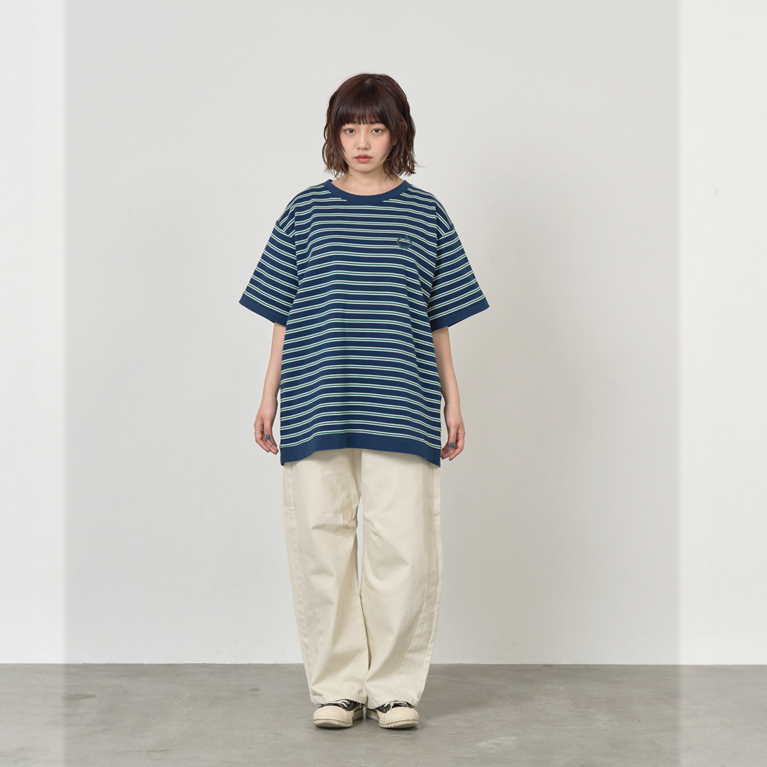 JASPER with mellow BORDER T-SHIRT / NAVY