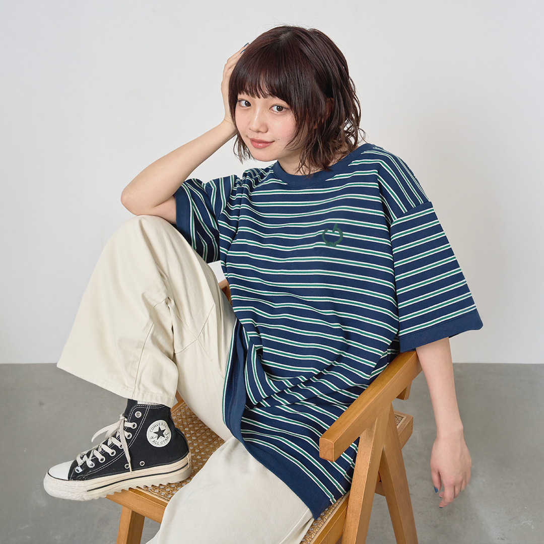 JASPER with mellow BORDER T-SHIRT / NAVY