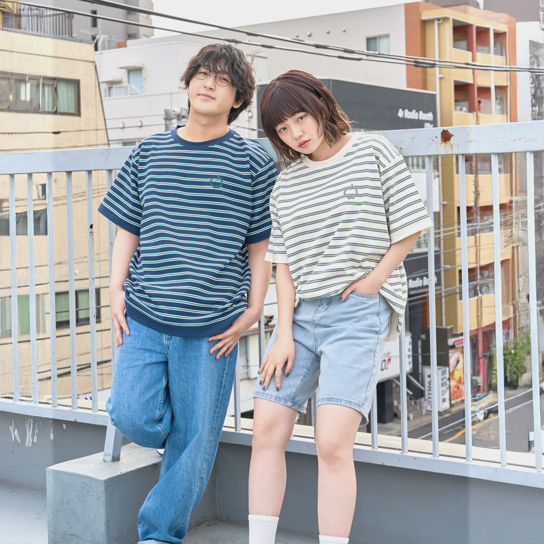 JASPER with mellow BORDER T-SHIRT / NAVY