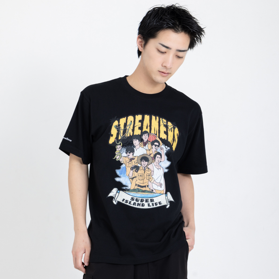 SUPER ISLAND LIFE with mellow T-SHIRT / BLACK