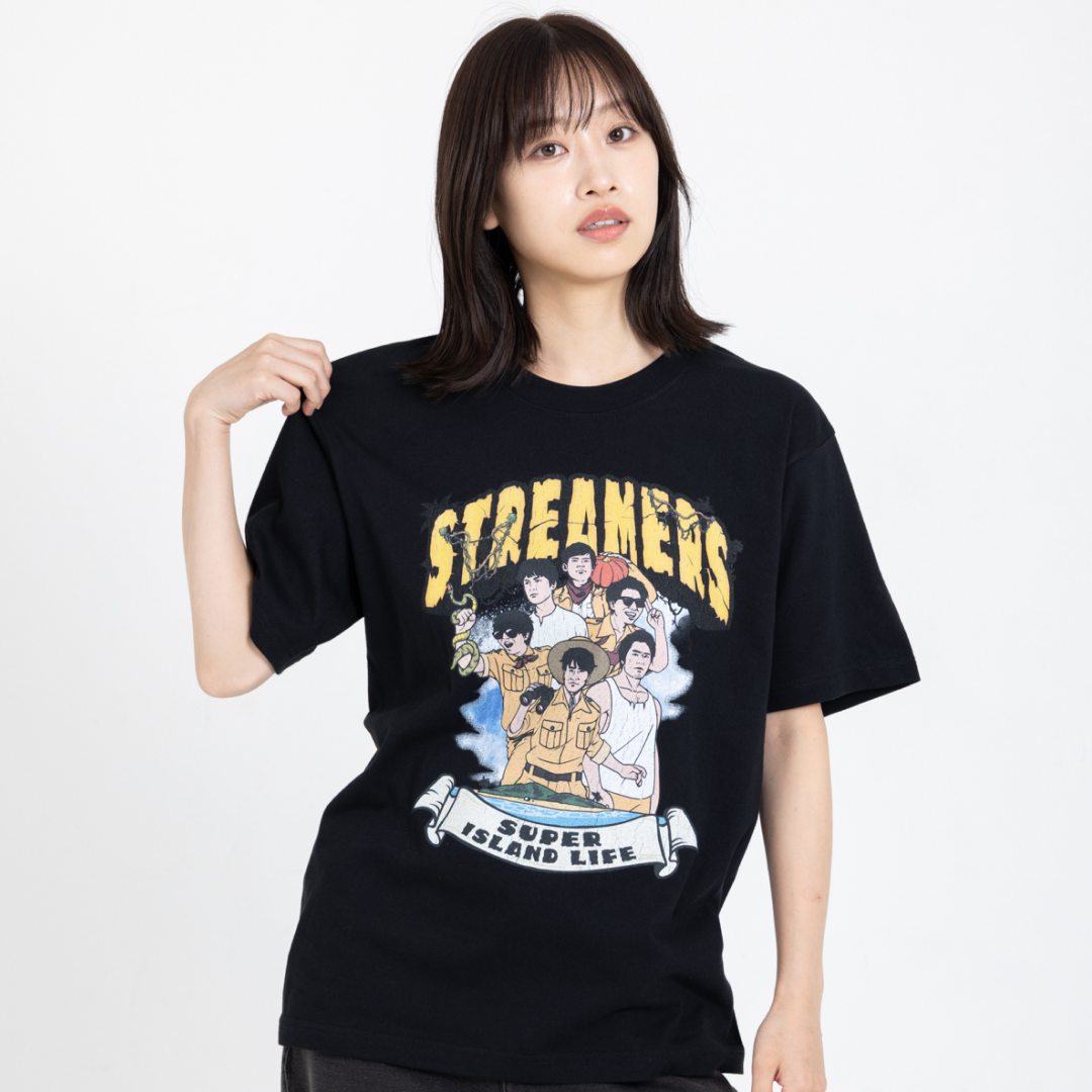 SUPER ISLAND LIFE with mellow T-SHIRT / BLACK