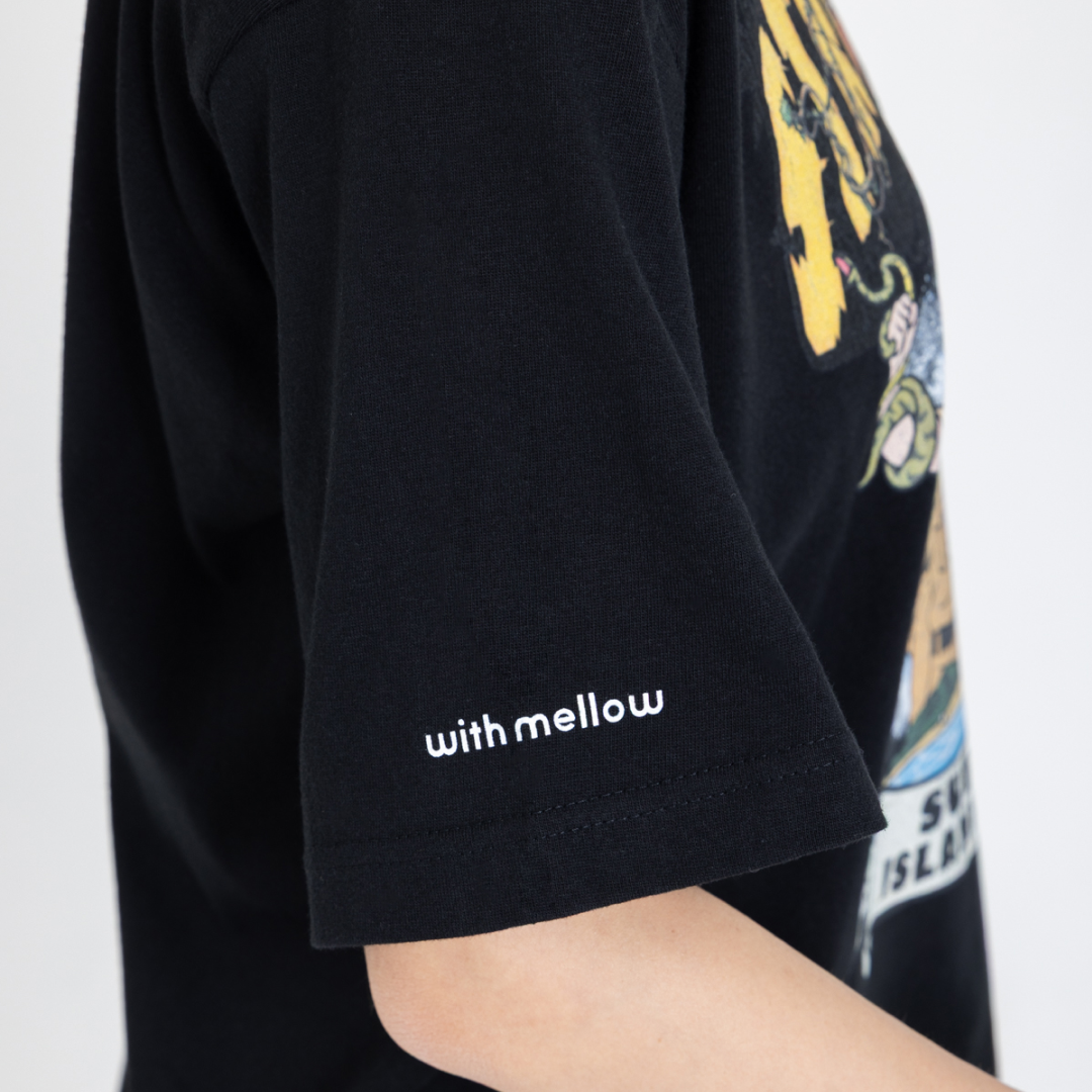 SUPER ISLAND LIFE with mellow T-SHIRT / BLACK