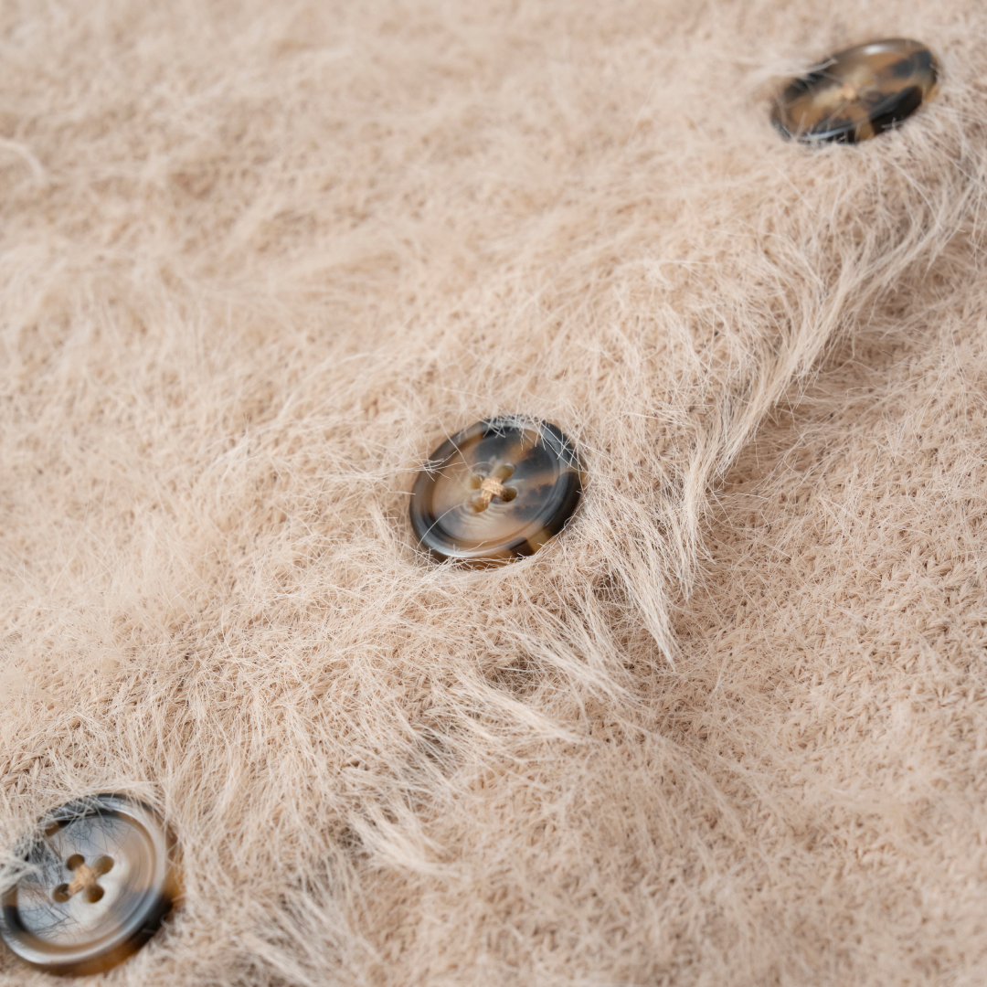 EXAM with mellow 2025 SHAGGY KNIT CARDIGAN / Mocha