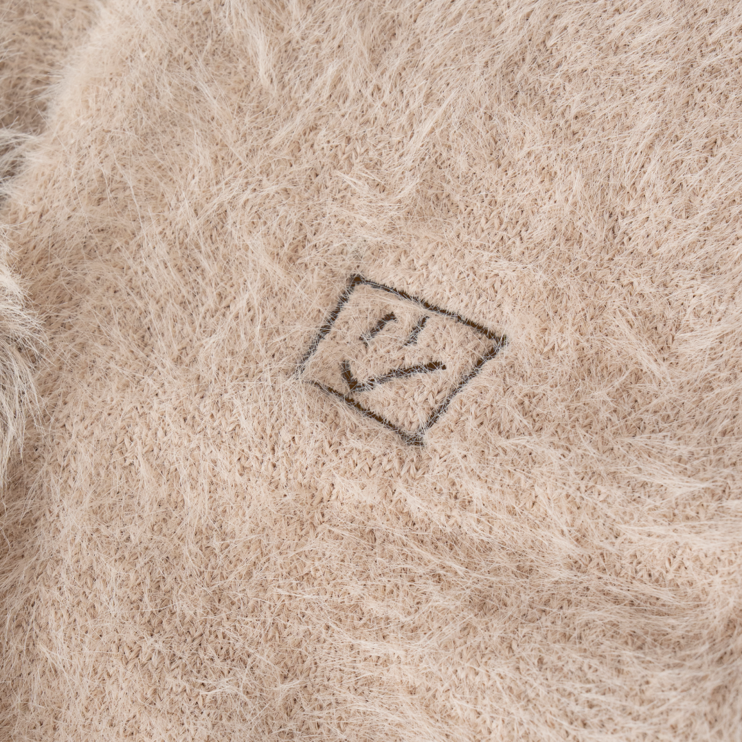 EXAM with mellow 2025 SHAGGY KNIT CARDIGAN / Mocha