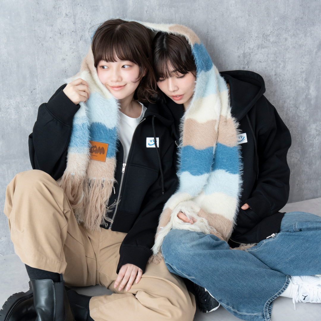 EXAM with mellow 2025 SHAGGY KNIT MUFFLER