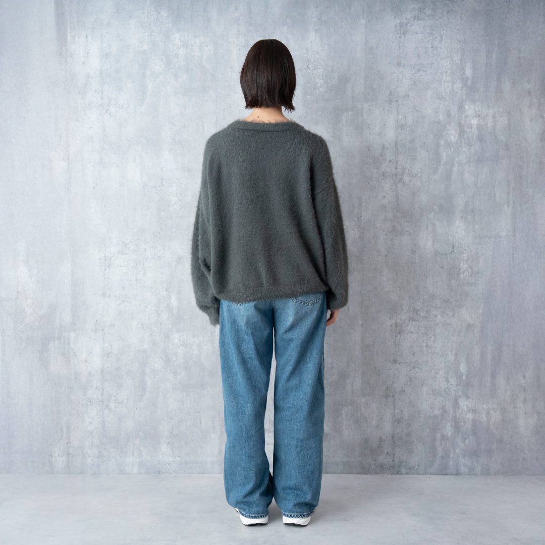 EXAM with mellow 2025 SHAGGY KNIT CARDIGAN / Gray