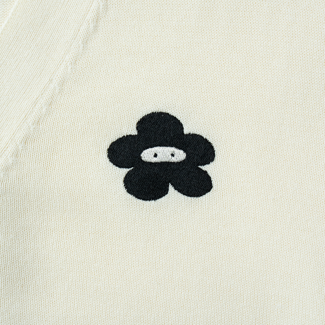 hira with mellow FLOWER LOGO KNIT CARDIGAN