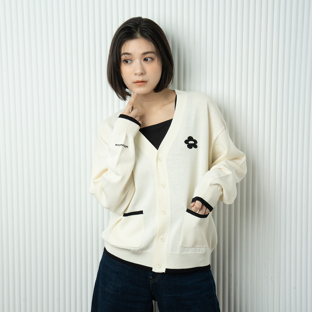 hira with mellow FLOWER LOGO KNIT CARDIGAN