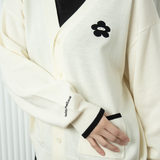 hira with mellow FLOWER LOGO KNIT CARDIGAN