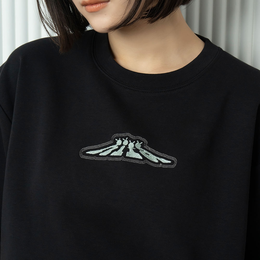 hira with mellow LOGO PONTE T-SHIRTS / Black