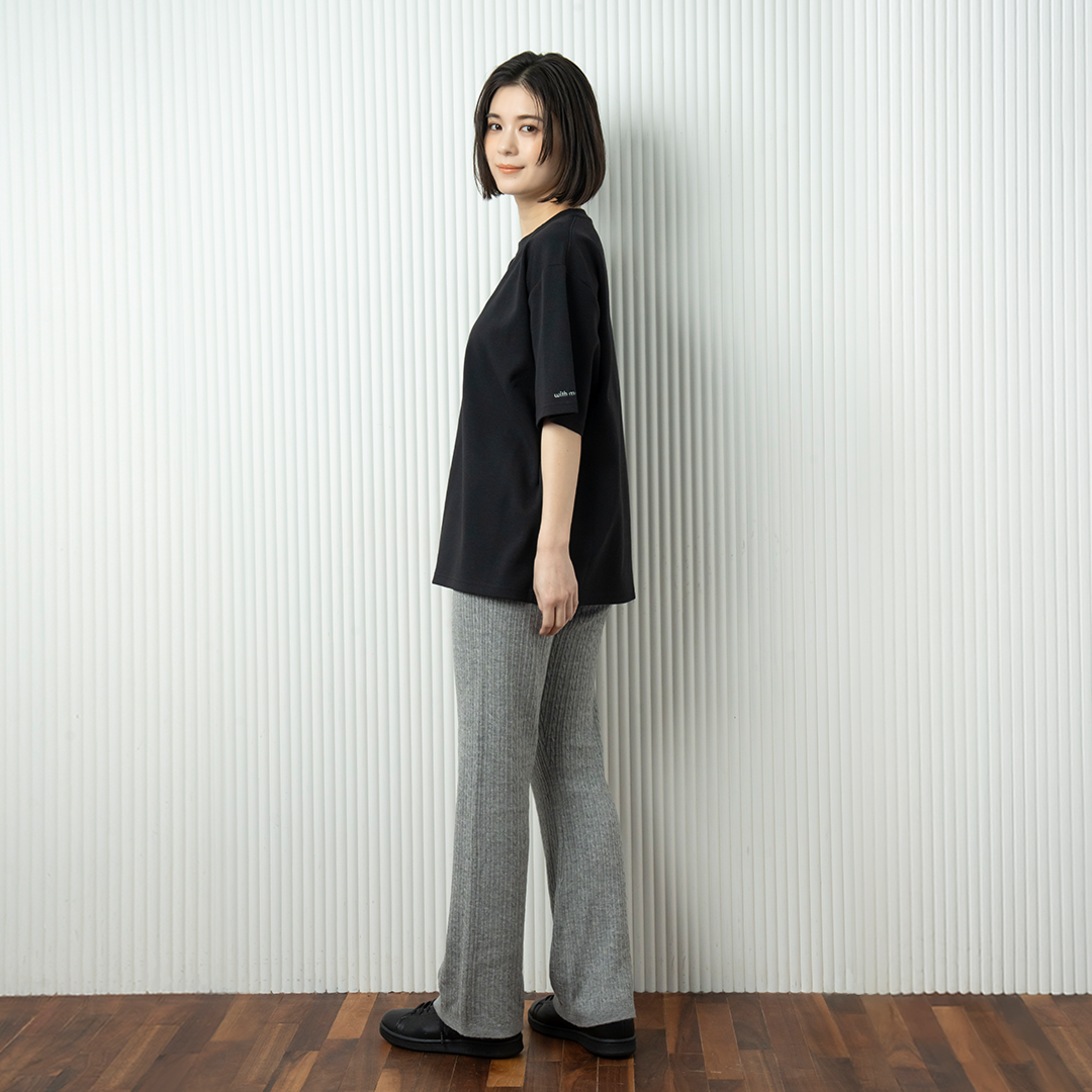 hira with mellow LOGO PONTE T-SHIRTS / Black