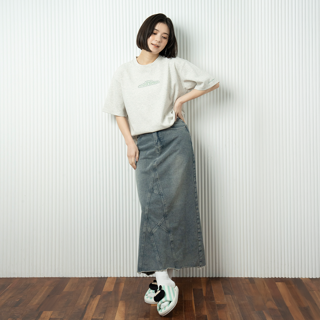 hira with mellow LOGO PONTE T-SHIRTS / Light Gray