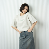 hira with mellow LOGO PONTE T-SHIRTS / Light Gray