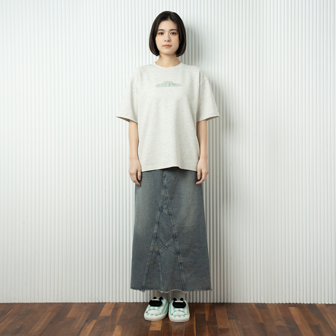 hira with mellow LOGO PONTE T-SHIRTS / Light Gray