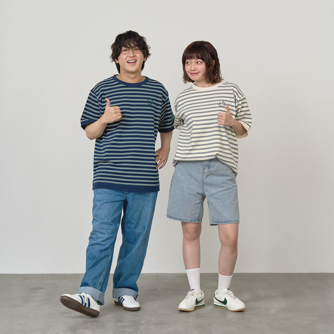 JASPER with mellow BORDER T-SHIRT / NAVY