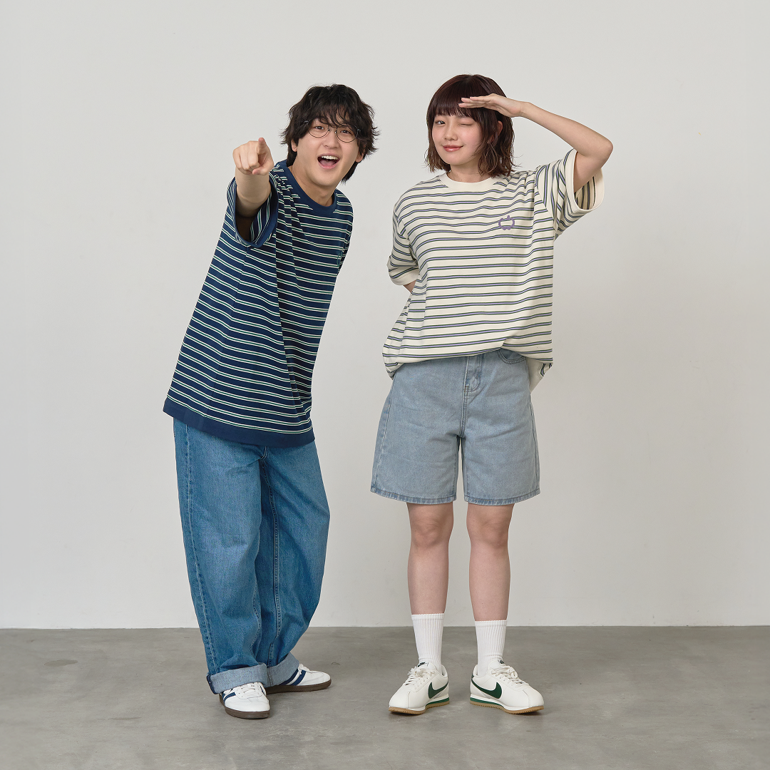 JASPER with mellow BORDER T-SHIRT / NAVY