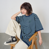 JASPER with mellow BORDER T-SHIRT / NAVY