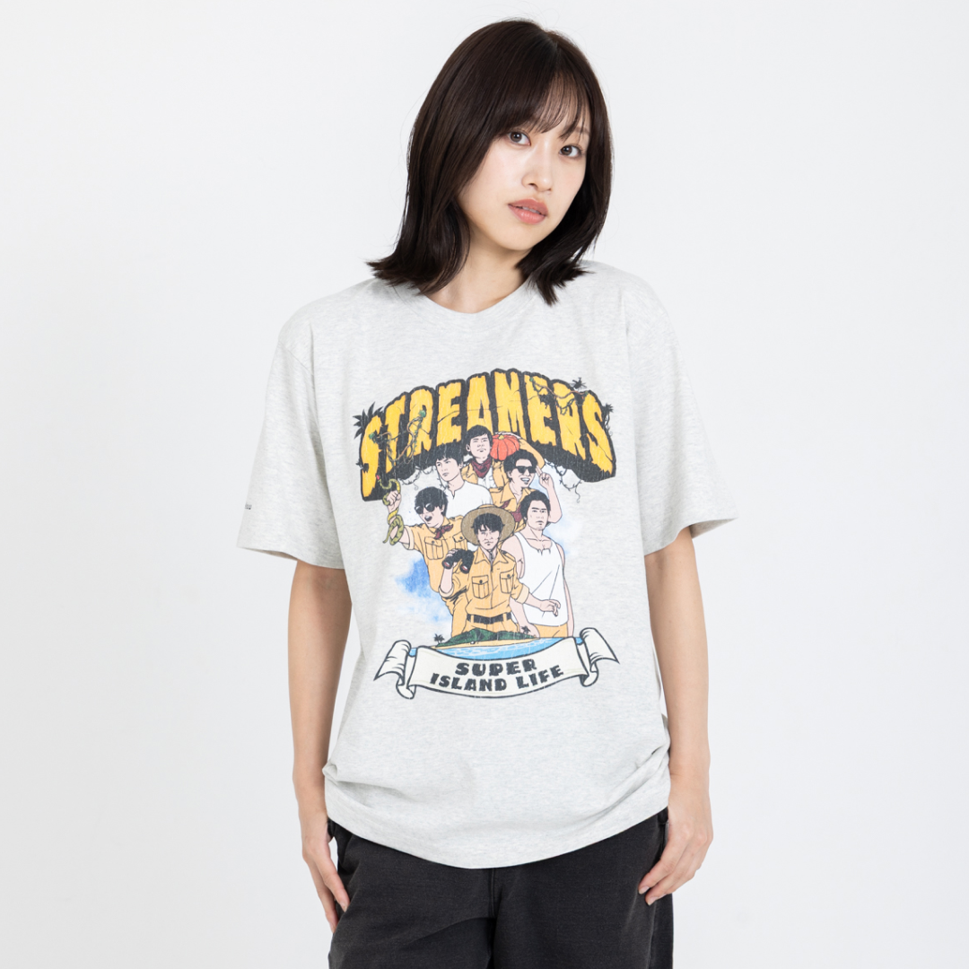 SUPER ISLAND LIFE with mellow  T-SHIRT / OATMEAL