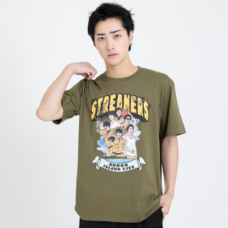 SUPER ISLAND LIFE with mellow  T-SHIRT / OLIVE