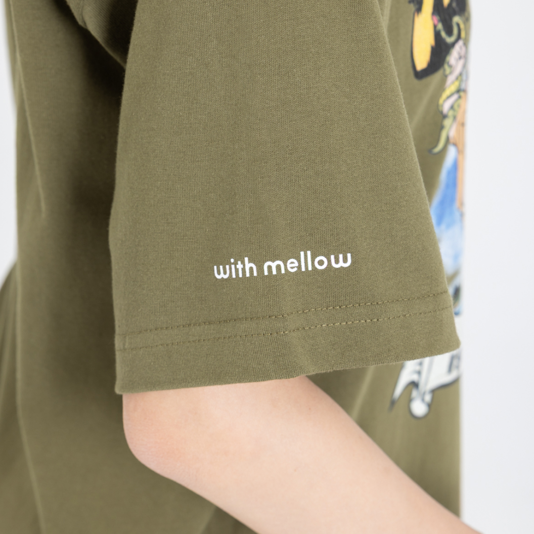SUPER ISLAND LIFE with mellow  T-SHIRT / OLIVE