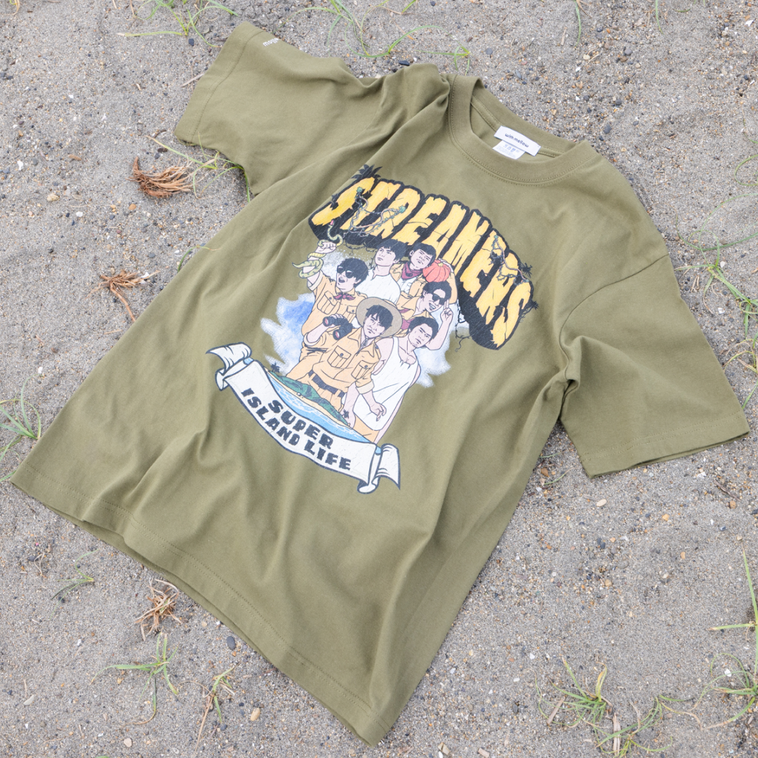 SUPER ISLAND LIFE with mellow  T-SHIRT / OLIVE