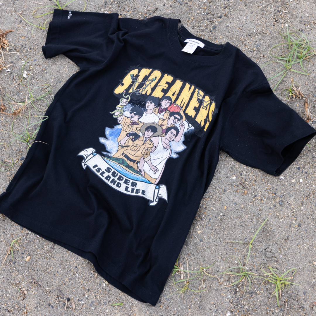 SUPER ISLAND LIFE with mellow  T-SHIRT / BLACK
