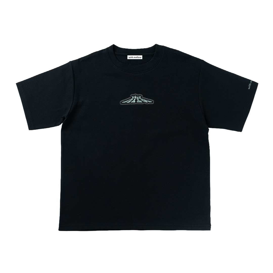 hira with mellow LOGO PONTE T-SHIRTS / Black