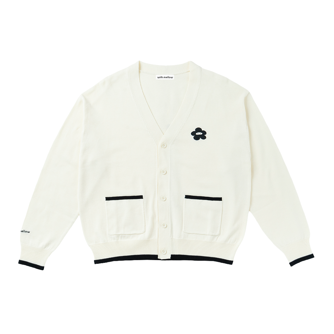 hira with mellow FLOWER LOGO KNIT CARDIGAN