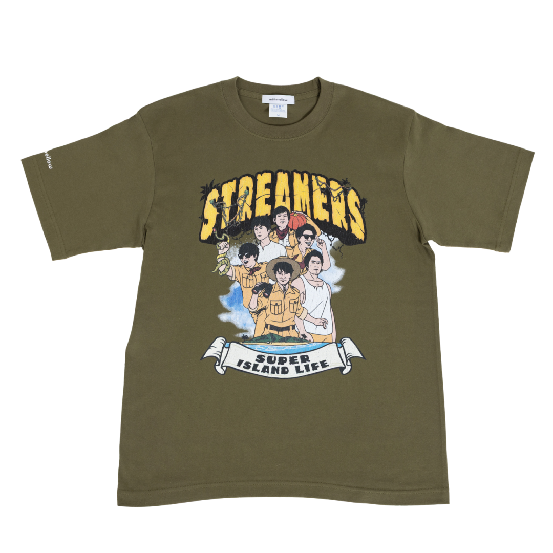 SUPER ISLAND LIFE with mellow  T-SHIRT / OLIVE