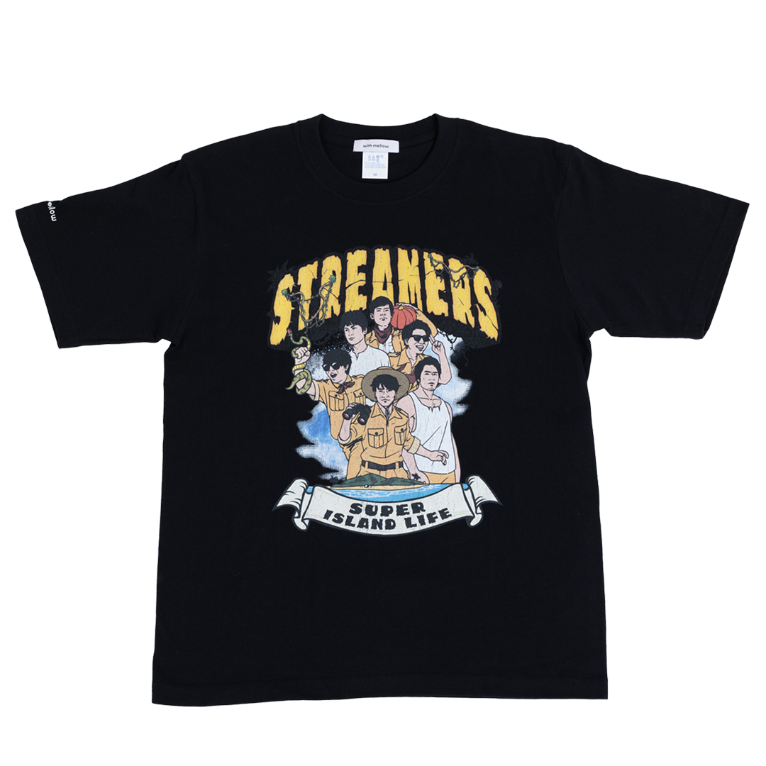 SUPER ISLAND LIFE with mellow  T-SHIRT / BLACK