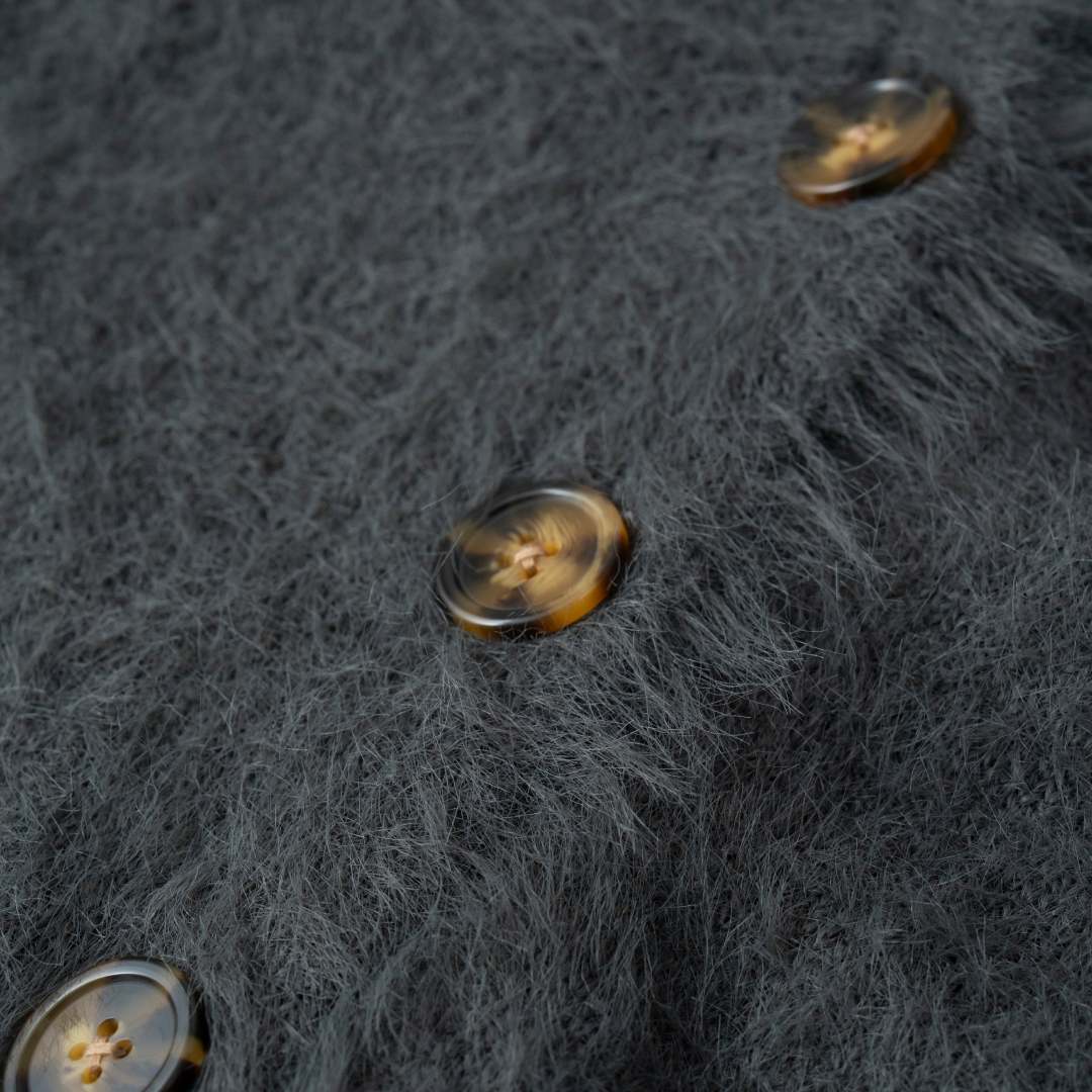EXAM with mellow 2025 SHAGGY KNIT CARDIGAN / Gray
