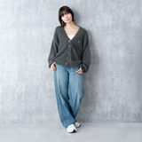 EXAM with mellow 2025 SHAGGY KNIT CARDIGAN / Gray