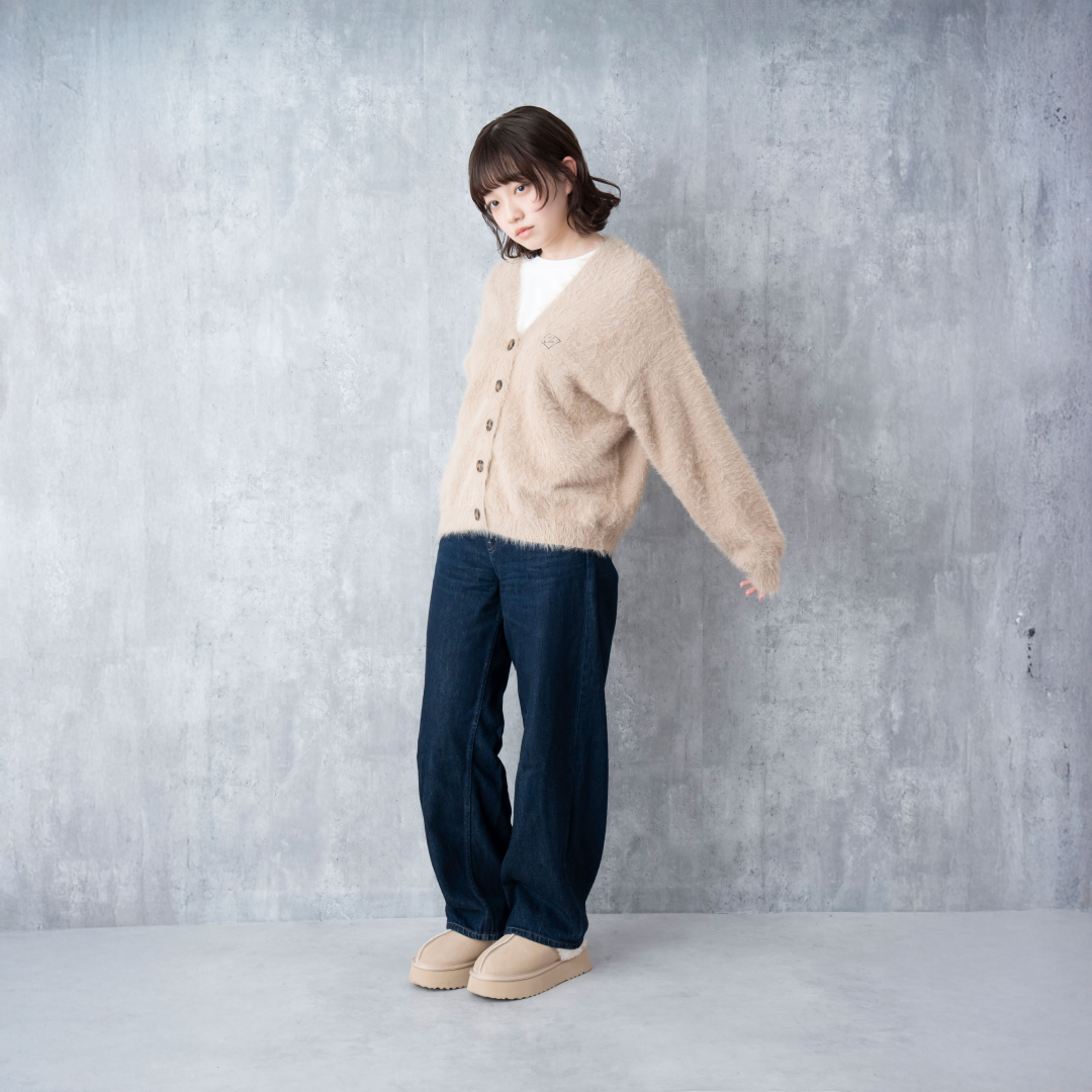 EXAM with mellow 2025 SHAGGY KNIT CARDIGAN / Mocha – with mellow Store