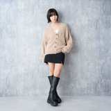 EXAM with mellow 2025 SHAGGY KNIT CARDIGAN / Mocha