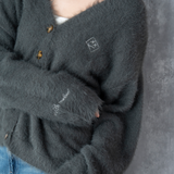 EXAM with mellow 2025 SHAGGY KNIT CARDIGAN / Gray