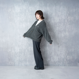 EXAM with mellow 2025 SHAGGY KNIT CARDIGAN / Gray