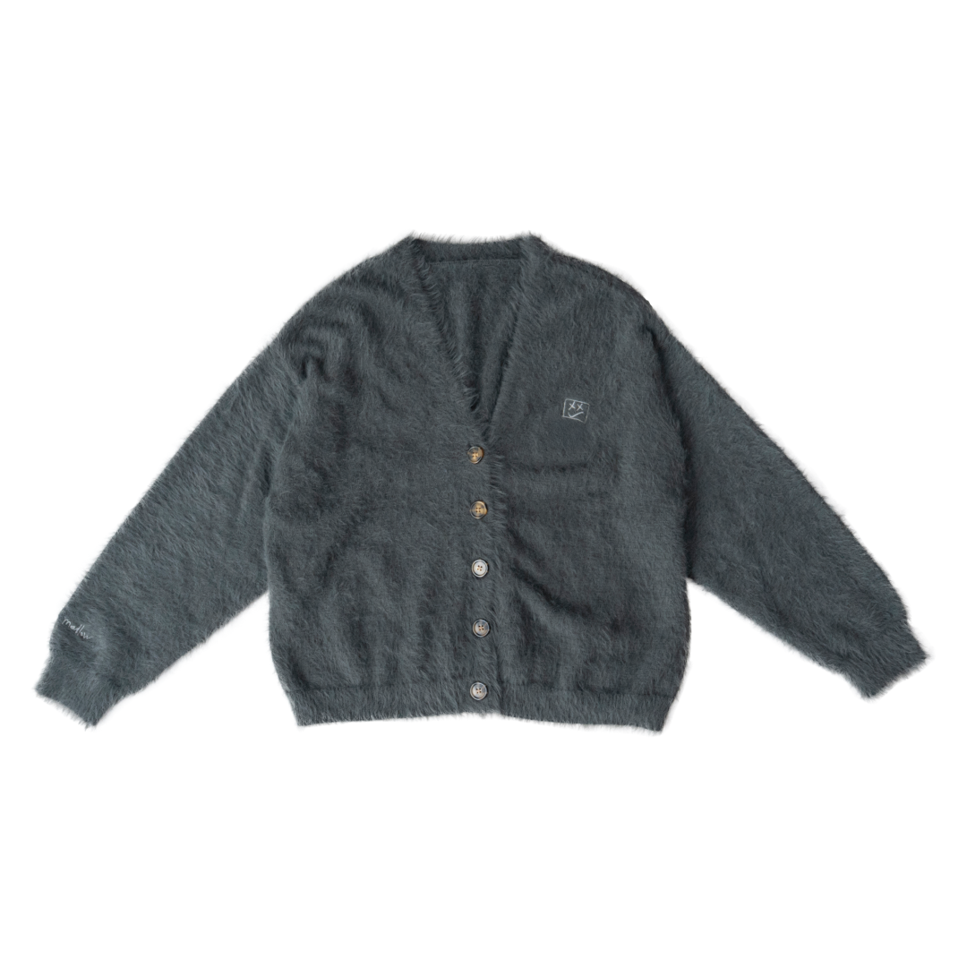 EXAM with mellow 2025 SHAGGY KNIT CARDIGAN / Gray – with mellow Store