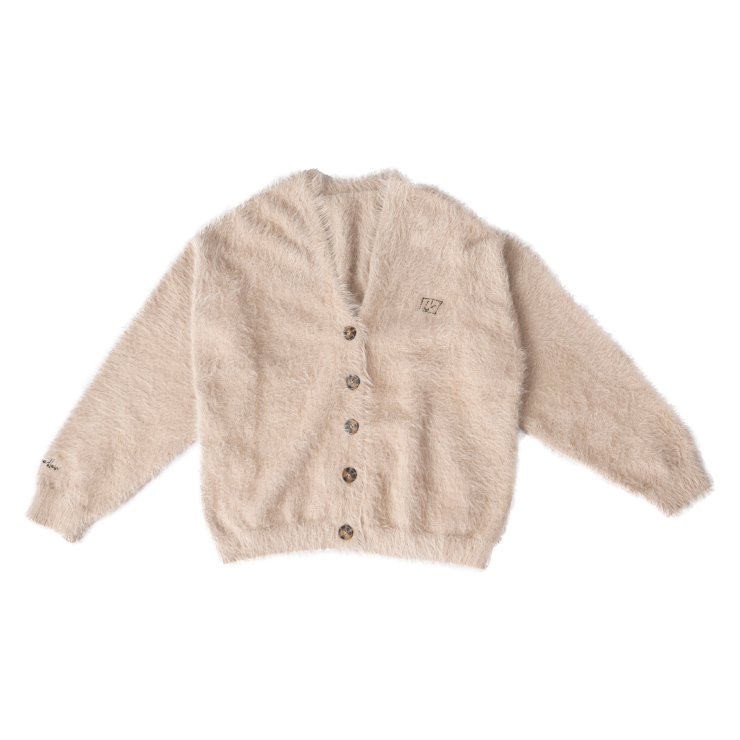 EXAM with mellow 2025 SHAGGY KNIT CARDIGAN / Mocha – with